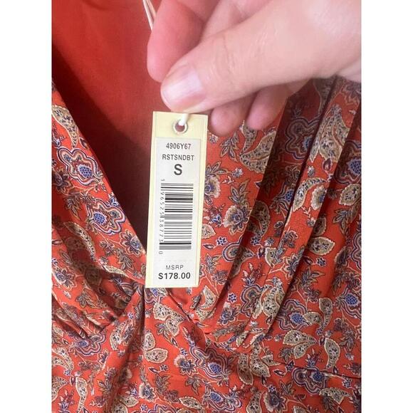 Max Studio London Floral VNeck 3/4 Sleeve Lined Maxi Dress Ruffled Hem Small NWT - Picture 4 of 10